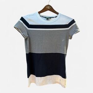 Navy and White Striped Women's Top